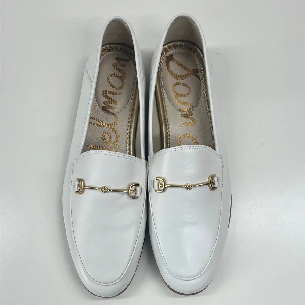 Sam Edelman White Leather Horsebit Loafers